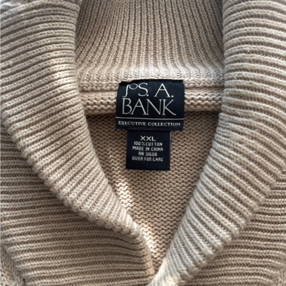 Jos. A. Bank Men's Beige Cotton Sweater - Executive Collection